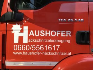 Biber 84 LKW Türbeschriftung - Haushofer Hackschnitzelerzeugung